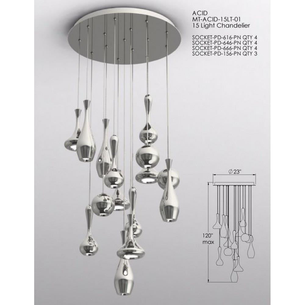 Modern Forms - PD-ACID15R-PN - Acid - 23 Inch 165W 15 LED Round Chandelier