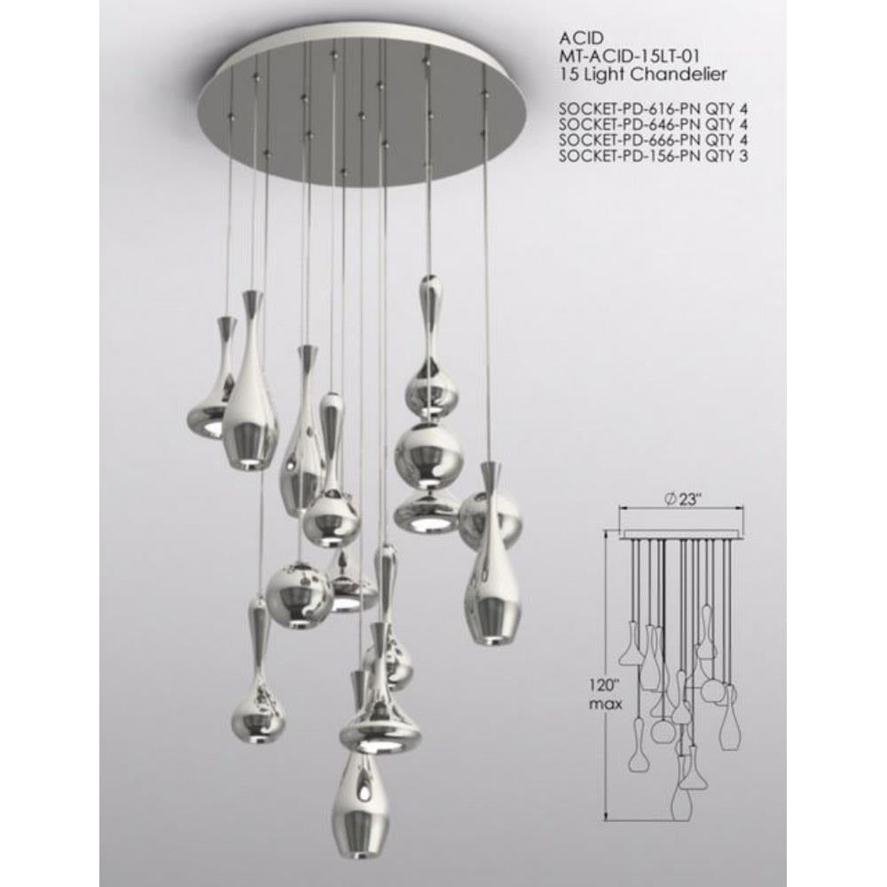 Modern Forms - PD-ACID15R-PN - Acid - 23 Inch 165W 15 LED Round Chandelier
