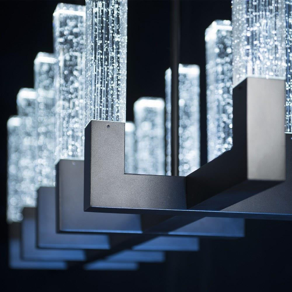 Modern Forms - PD-30854-BK - Cinema - 86W 12 LED Chandelier In Contemporary Style-13 Inches Tall and 54 Inches Wide