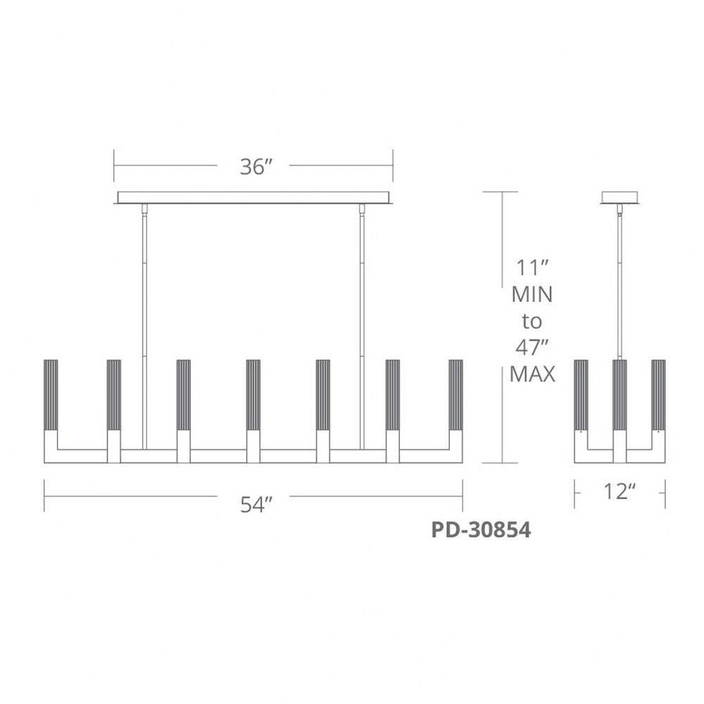 Modern Forms - PD-30854-BK - Cinema - 86W 12 LED Chandelier In Contemporary Style-13 Inches Tall and 54 Inches Wide