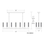 Modern Forms - PD-30854-BK - Cinema - 86W 12 LED Chandelier In Contemporary Style-13 Inches Tall and 54 Inches Wide