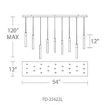 Modern Forms - PD-35623L-PN - Magic-120.5W 23 LED Linear Chandelier in Modern Style-12 Inches Wide by 11.8 Inches High