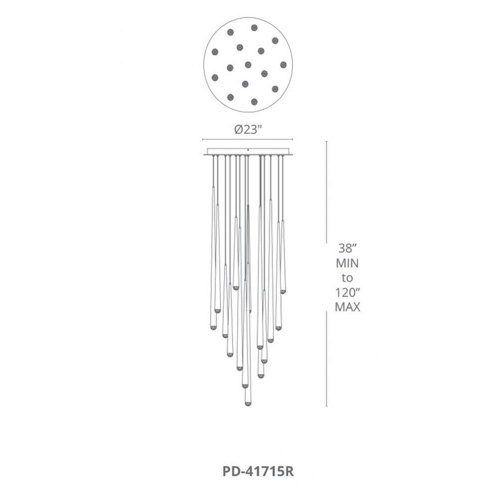 Modern Forms - PD-41715R-AB - Cascade-113W 15 LED Round Chandelier in Modern Style-23 Inches Wide by 37 Inches High