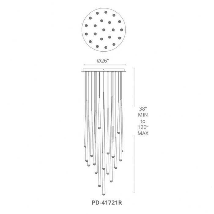 Modern Forms - PD-41821R-AB - Cascade-158W 21 LED Round Chandelier in Modern Style-26 Inches Wide by 28 Inches High