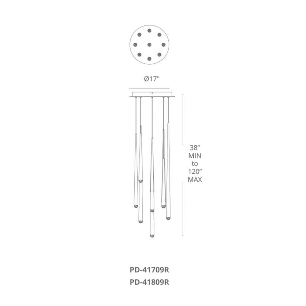 Modern Forms - PD-41809R-AB - Cascade-68W 9 LED Round Chandelier in Modern Style-17 Inches Wide by 28 Inches High