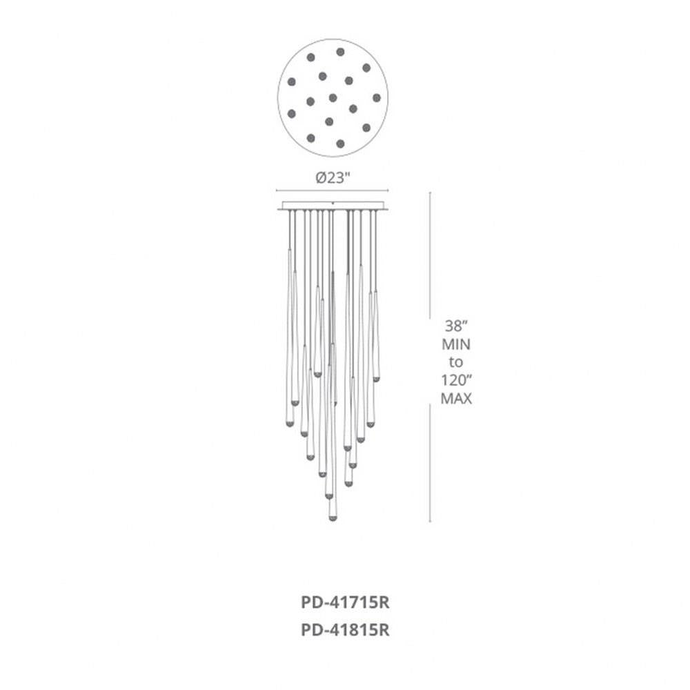 Modern Forms - PD-41815R-AB - Cascade-113W 15 LED Round Chandelier in Modern Style-23 Inches Wide by 28 Inches High
