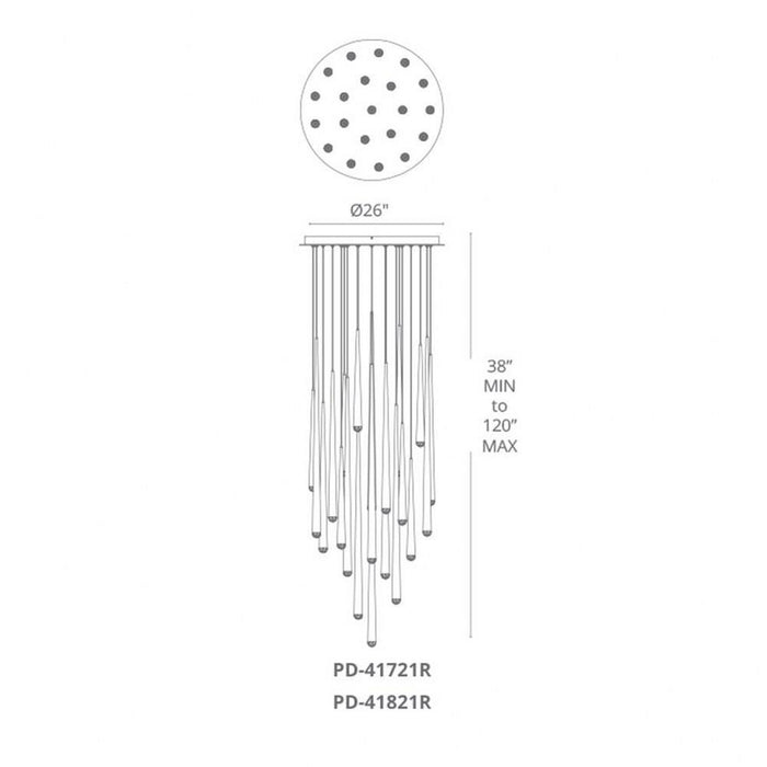 Modern Forms - PD-41821R-AB - Cascade-158W 21 LED Round Chandelier in Modern Style-26 Inches Wide by 28 Inches High