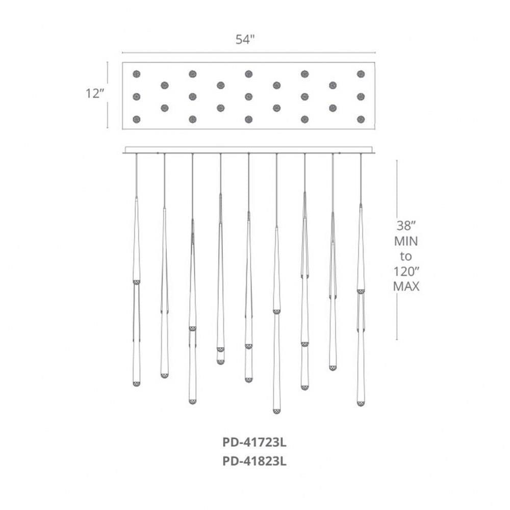 Modern Forms - PD-41723L - Cascade-173W 23 LED Linear Chandelier in Modern Style-12 Inches Wide by 37 Inches High