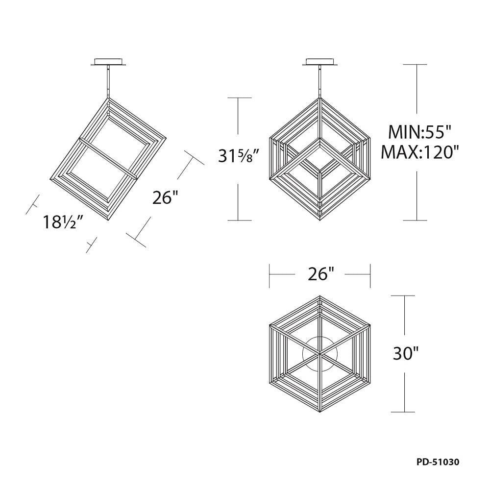 dweLED - PD-51030-BK - Atlas - 30 Inch 30W 1 Led Chandelier