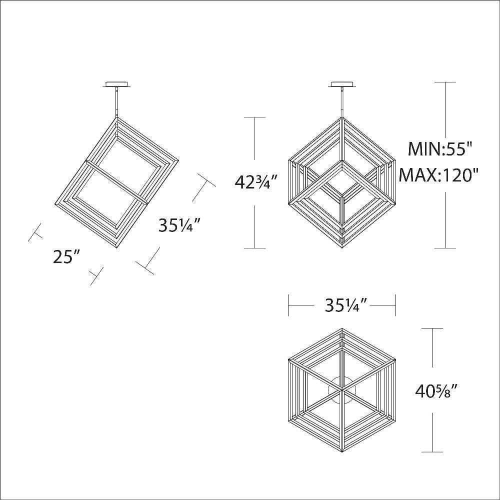 dweLED - PD-51041-BK - Atlas - 41.63 Inch 42W 1 Led Chandelier
