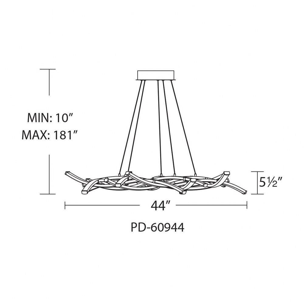 dweLED - PD-60944-CH - Divergence - 43.75 Inch 90W 9 Led Chandelier