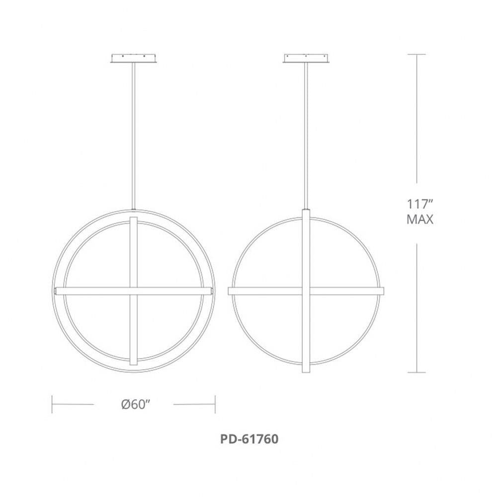 Modern Forms - PD-61760-BK - Kinetic-300W 1 LED Chandelier in Contemporary Style-60 Inches Wide by 60 Inches High