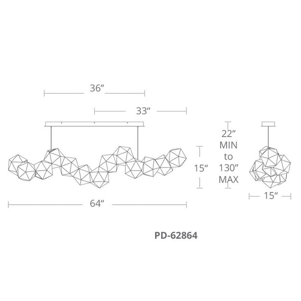 Modern Forms - PD-62864-BK - Riddle-34W 13 LED Linear Pendant in Contemporary Style-64 Inches Wide by 15 Inches High