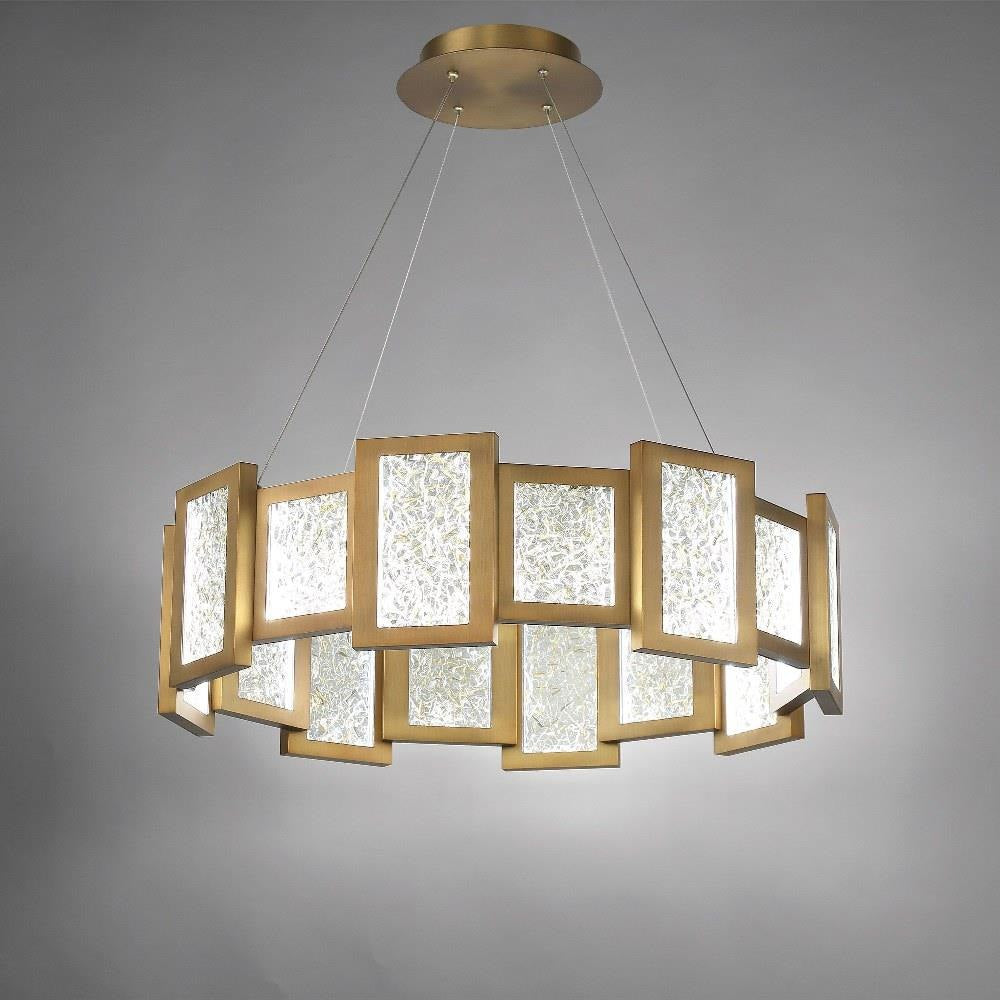 Modern Forms - PD-66028-AB - Fury-44W 16 LED Round Chandelier in Mid-Century Modern Style-28.25 Inches Wide by 8 Inches High