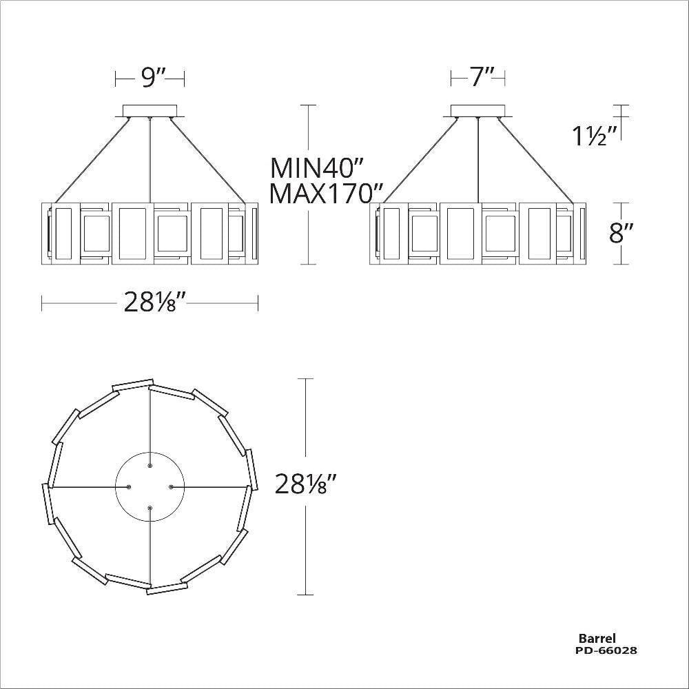 Modern Forms - PD-66028-AB - Fury-44W 16 LED Round Chandelier in Mid-Century Modern Style-28.25 Inches Wide by 8 Inches High