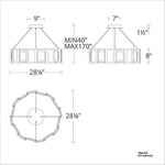 Modern Forms - PD-66028-AB - Fury-44W 16 LED Round Chandelier in Mid-Century Modern Style-28.25 Inches Wide by 8 Inches High