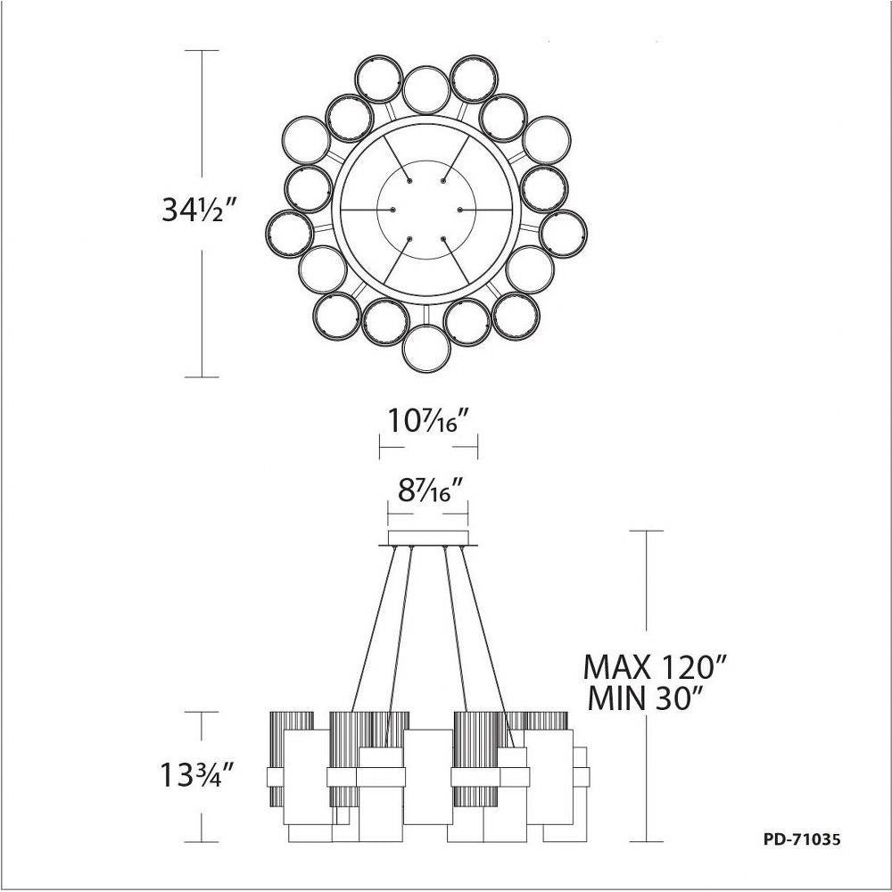 Modern Forms - PD-71035-AB - Harmony-80W 18 LED Chandelier in Modern Style-34.5 Inches Wide by 13.75 Inches High