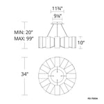 Modern Forms - PD-75934-AB - Chronos-48W 12 LED Chandelier in Mid-Century Modern Style-34 Inches Wide by 10 Inches High