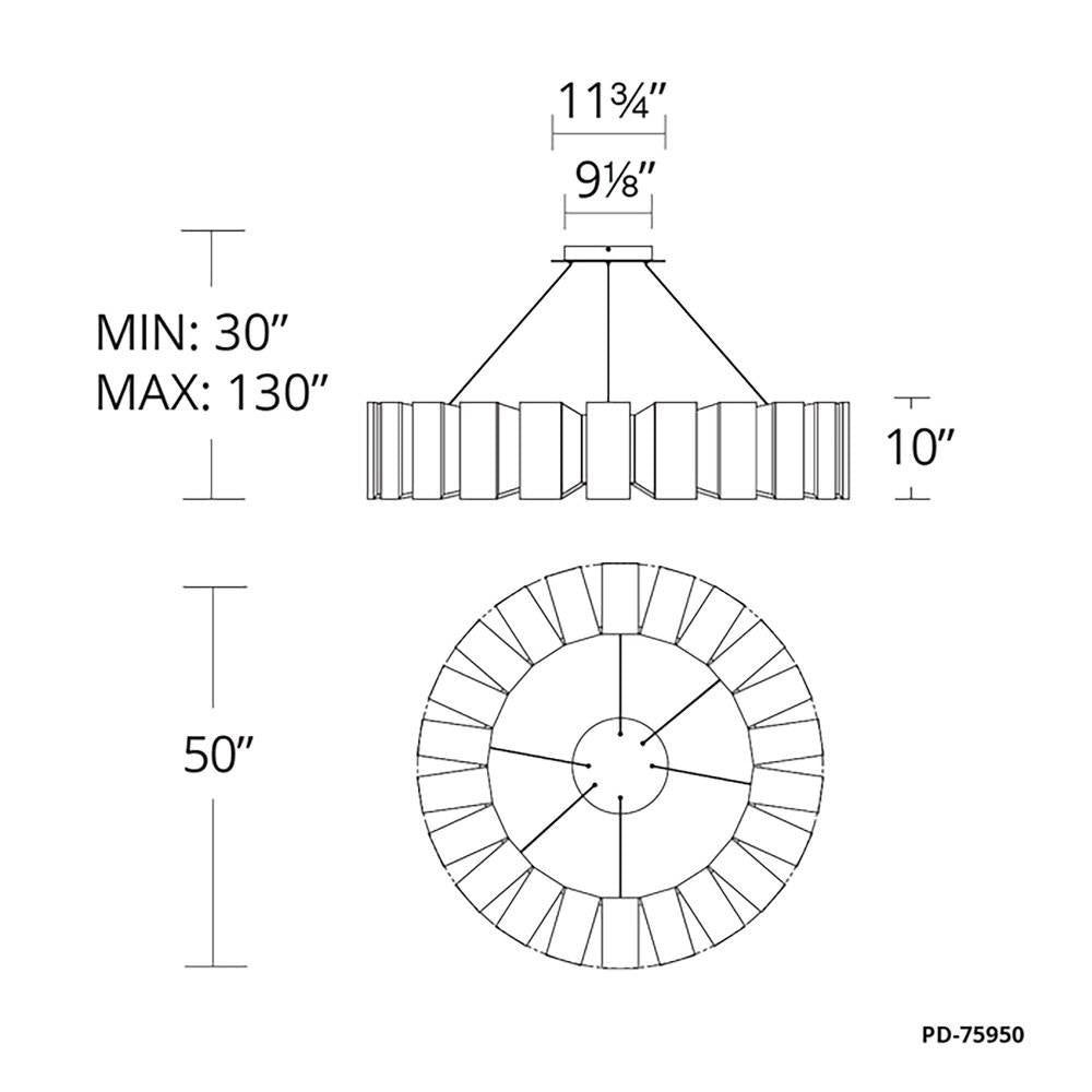 Modern Forms - PD-75950-AB - Chronos-65W 22 LED Chandelier in Mid-Century Modern Style-50 Inches Wide by 10 Inches High