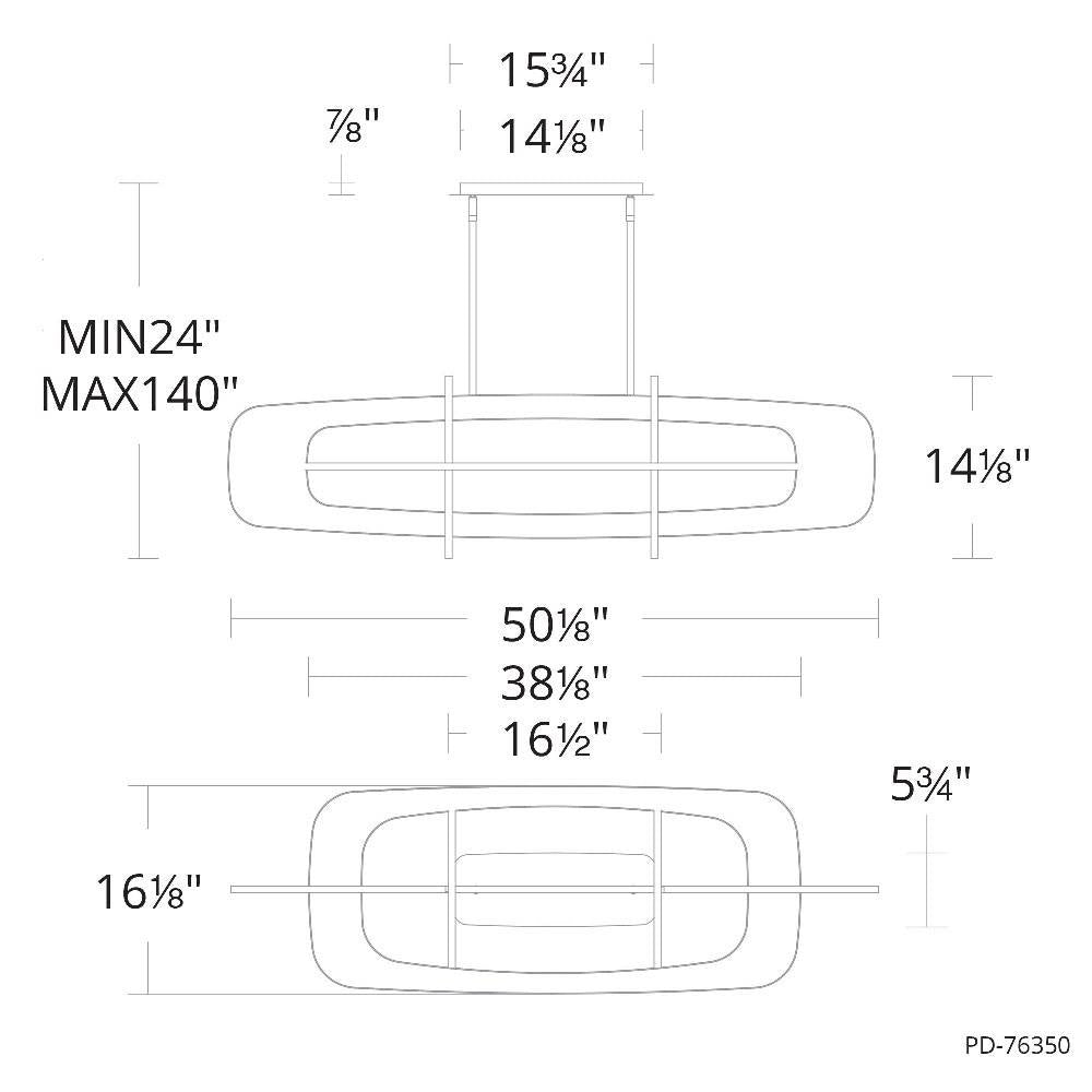 Modern Forms - PD-76350-BK - Vesta - 86.4W 8 LED Linear Chandelier In Contemporary Style-14.13 Inches Tall and 16.13 Inches Wide