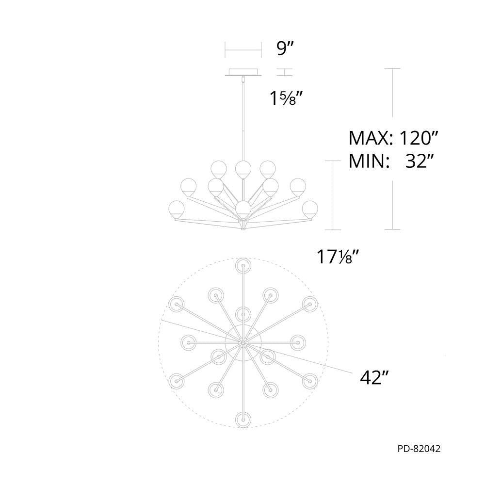 Modern Forms - PD-82042-AB - Double Bubble - 44W 15 LED Chandelier In Transitional Style-17.63 Inches Tall and 42 Inches Wide
