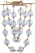 Pearla 34" LED Pendant in Brushed Champagne Bronze w Iridescent Glass Shade