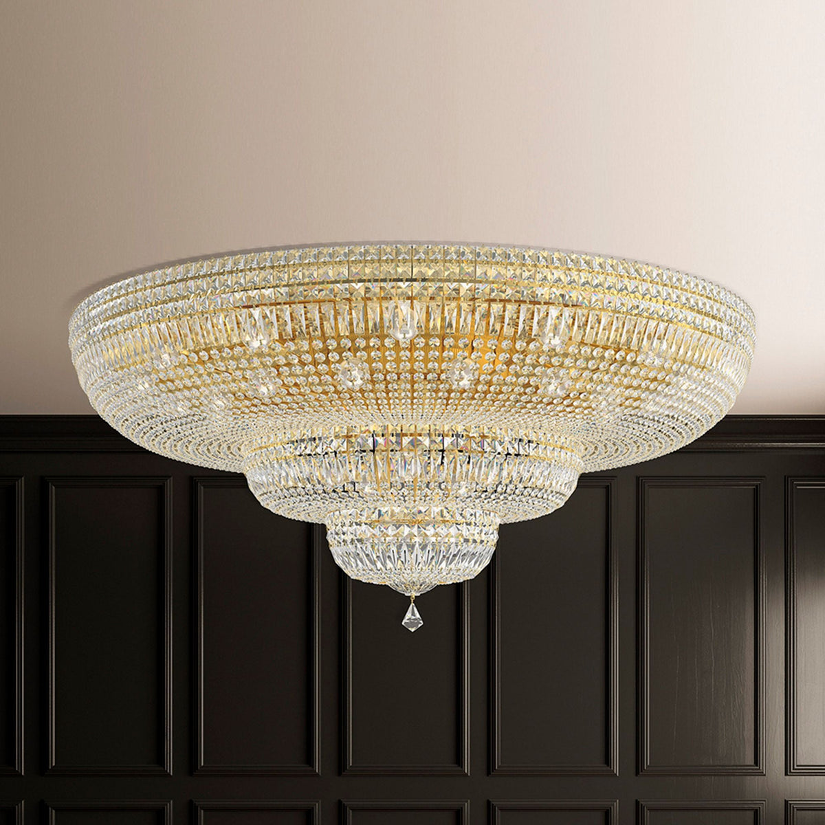 Petit Crystal Deluxe 12"H x 24"W 13-Light Flush Mount in Polished