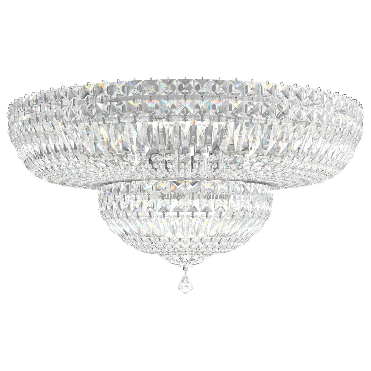 Petit Crystal Deluxe 12"H x 24"W 13-Light Flush Mount in Silver