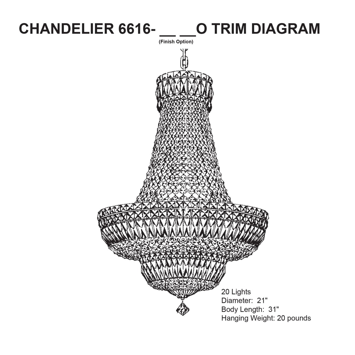 Petit Crystal Deluxe 31"H x 21"W 20-Light Chandelier in Polished