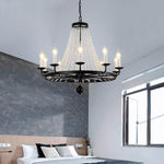 Empire Wagon Wheel Chandelier - 8/10/12 Candle Lights,20'' Adjustable Chain, Crystal Accents