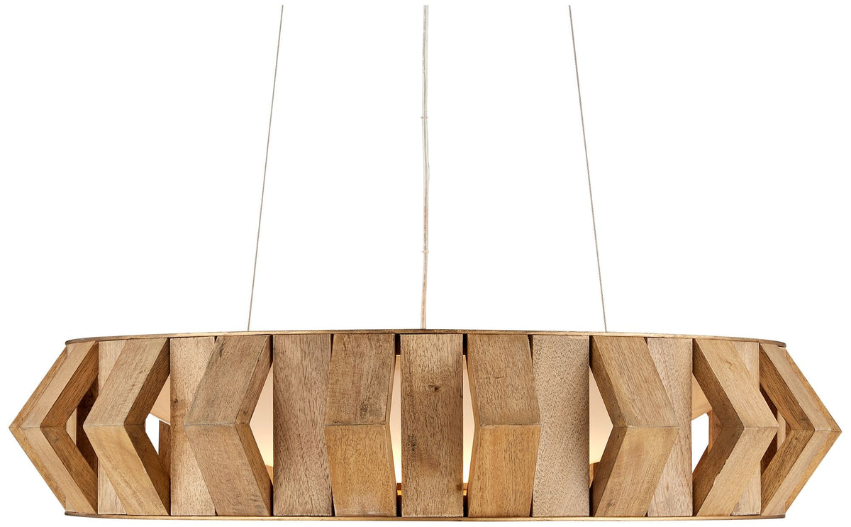 Plunge 30" Wide Brass Toffee Wood LED Chandelier
