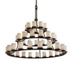 Justice Design - POR-8714-10-PLET-DBRZ - Limoges Dakota - 45 Light 3-Tier Ring Chandelier with Pleats Flat Rim Cylinder Shade