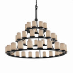 Justice Design - POR-8714-10-PLET-DBRZ - Limoges Dakota - 45 Light 3-Tier Ring Chandelier with Pleats Flat Rim Cylinder Shade