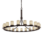 Justice Design - POR-8716-10-WAVE-DBRZ - Limoges Dakota - 21 Light Ring Chandelier with Waves Flat Rim Cylinder Shade