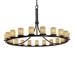 Justice Design - POR-8716-10-WAVE-DBRZ - Limoges Dakota - 21 Light Ring Chandelier with Waves Flat Rim Cylinder Shade