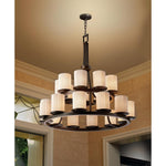 Justice Design - POR-8767-10-PLET-MBLK - Limoges Dakota - 21 Light 2-Tier Ring Chandelier with Pleats Flat Rim Cylinder Shade