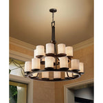 Justice Design - POR-8767-10-PLET-MBLK - Limoges Dakota - 21 Light 2-Tier Ring Chandelier with Pleats Flat Rim Cylinder Shade