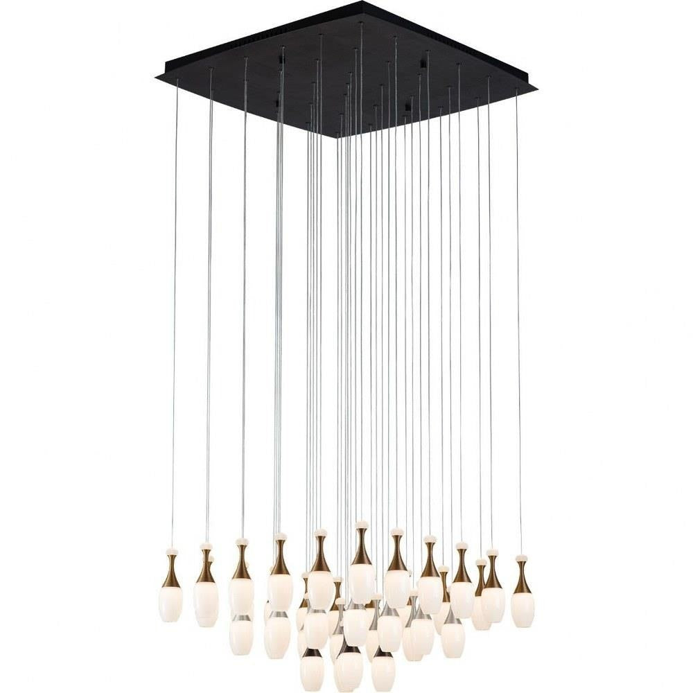 PageOne Lighting - PP121217-DT/AL/BG - La Botella - 184W 36 LED Rectangular Chandelier-12 Inches Tall and 29.5 Inches Wide