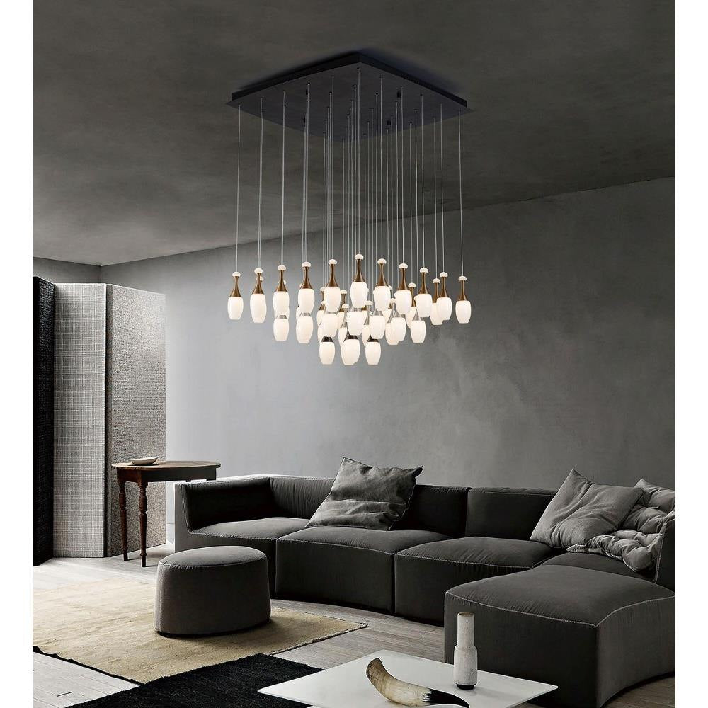 PageOne Lighting - PP121217-DT/AL/BG - La Botella - 184W 36 LED Rectangular Chandelier-12 Inches Tall and 29.5 Inches Wide
