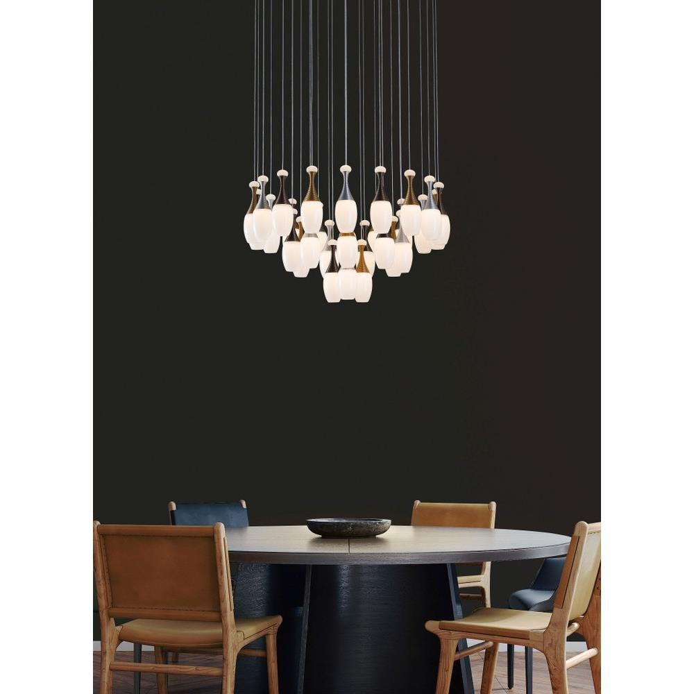 PageOne Lighting - PP121219-DT/AL/BG - La Botella - 148W 29 LED Round Chandelier-12 Inches Tall and 29.5 Inches Wide