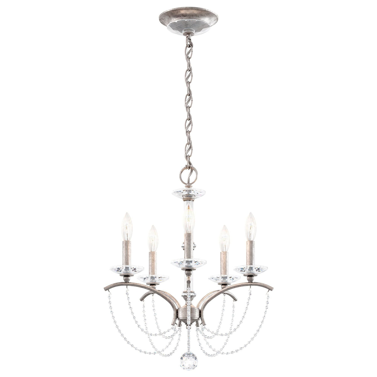 Priscilla 22"H x 18"W 5-Light Crystal Chandelier in Antique Silve
