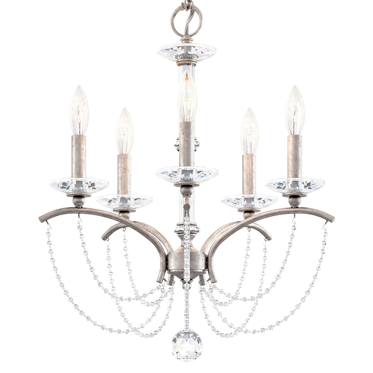 Priscilla 22"H x 18"W 5-Light Crystal Chandelier in Antique Silve