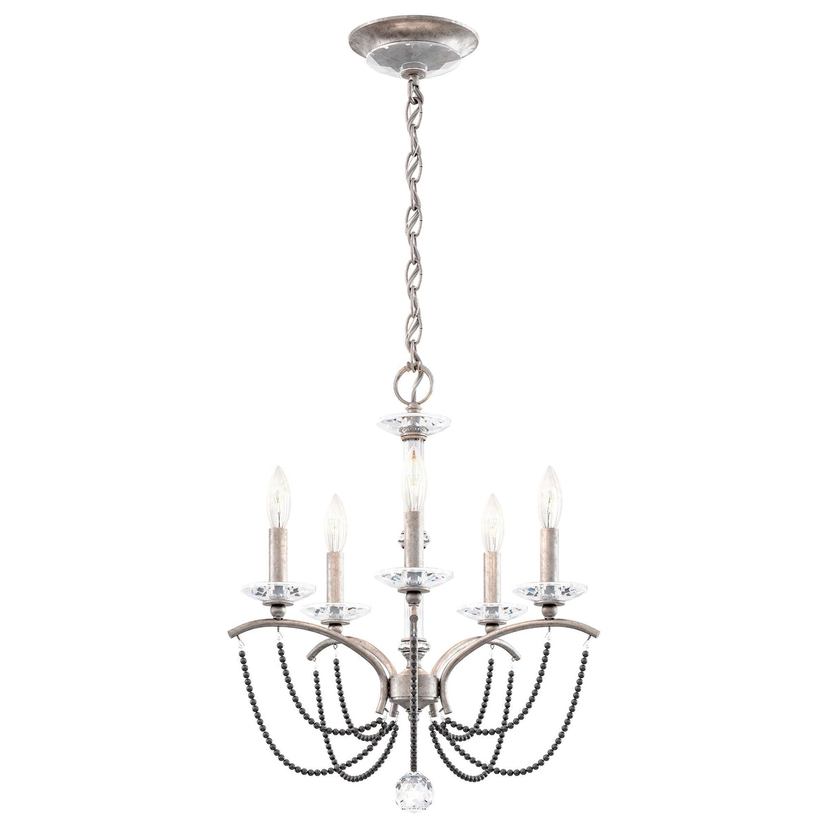 Priscilla 22"H x 18"W 5-Light Crystal Chandelier in Antique Silve