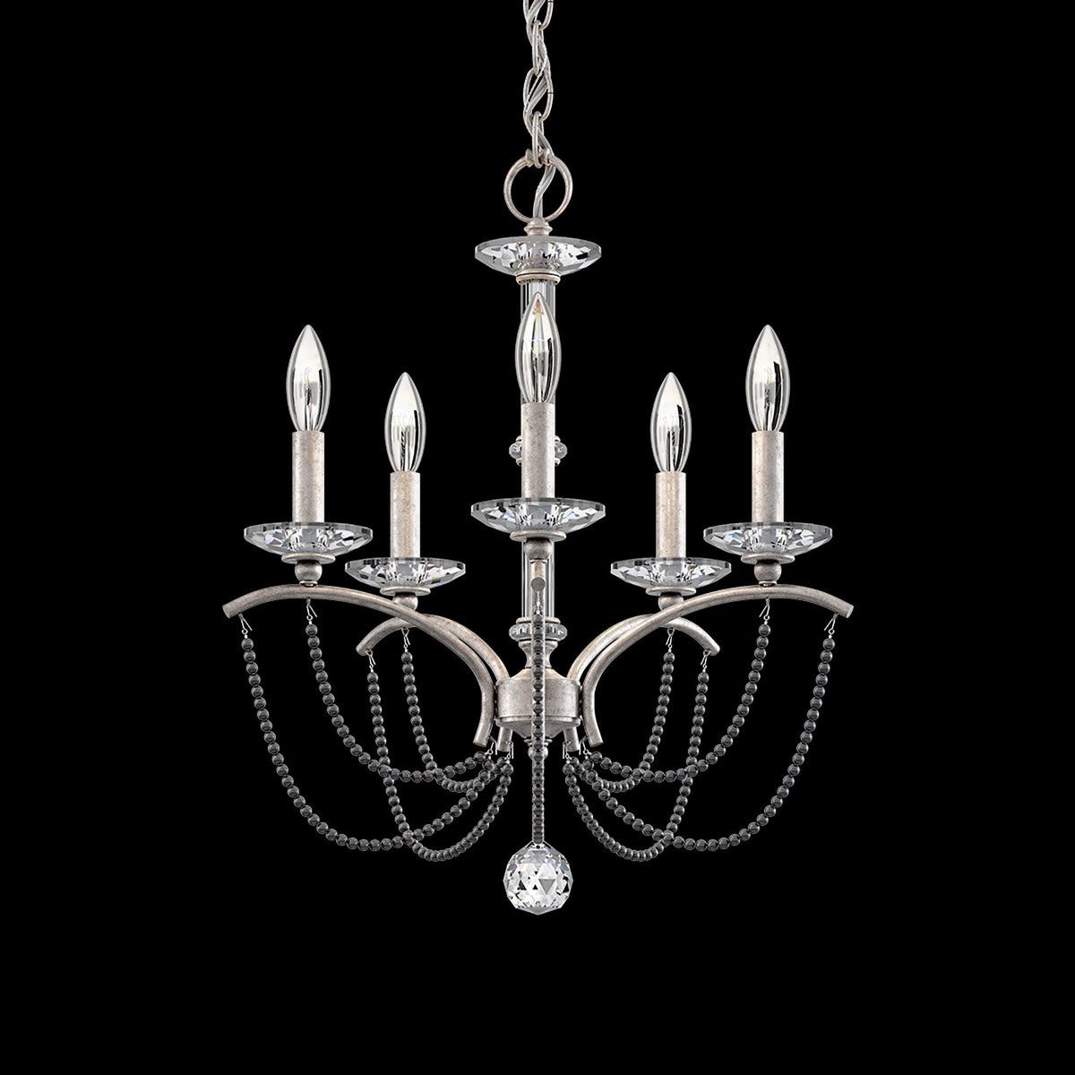 Priscilla 22"H x 18"W 5-Light Crystal Chandelier in Antique Silve