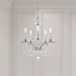 Priscilla 22"H x 18"W 5-Light Crystal Chandelier in Antique Silve