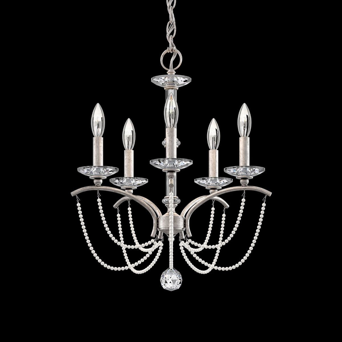 Priscilla 22"H x 18"W 5-Light Crystal Chandelier in Antique Silve