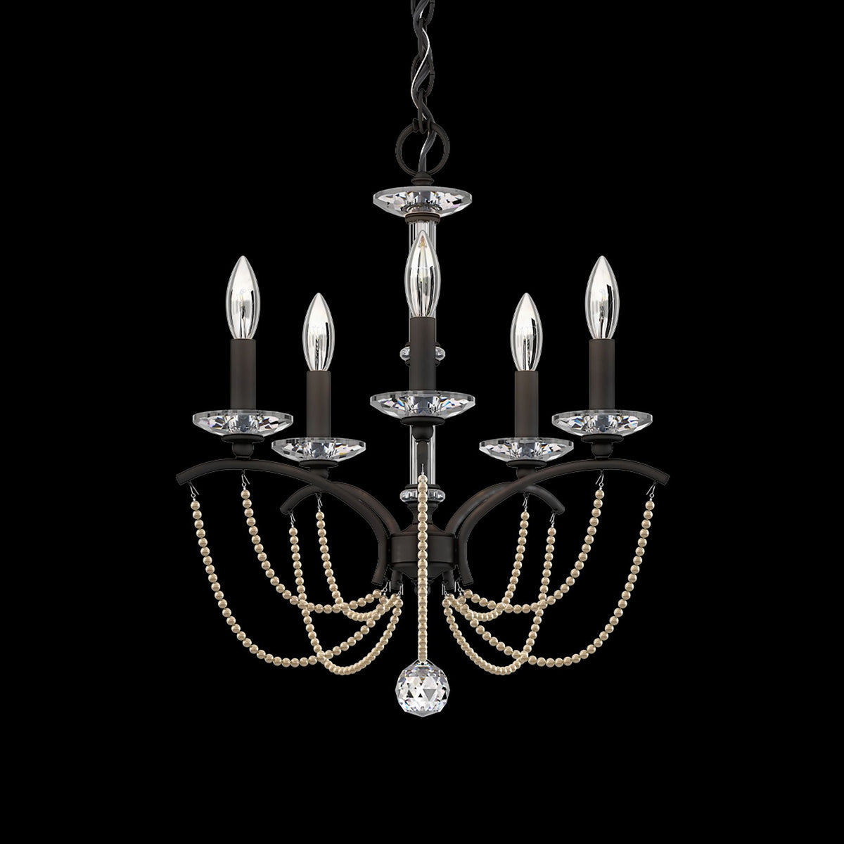 Priscilla 22"H x 18"W 5-Light Crystal Chandelier in Black