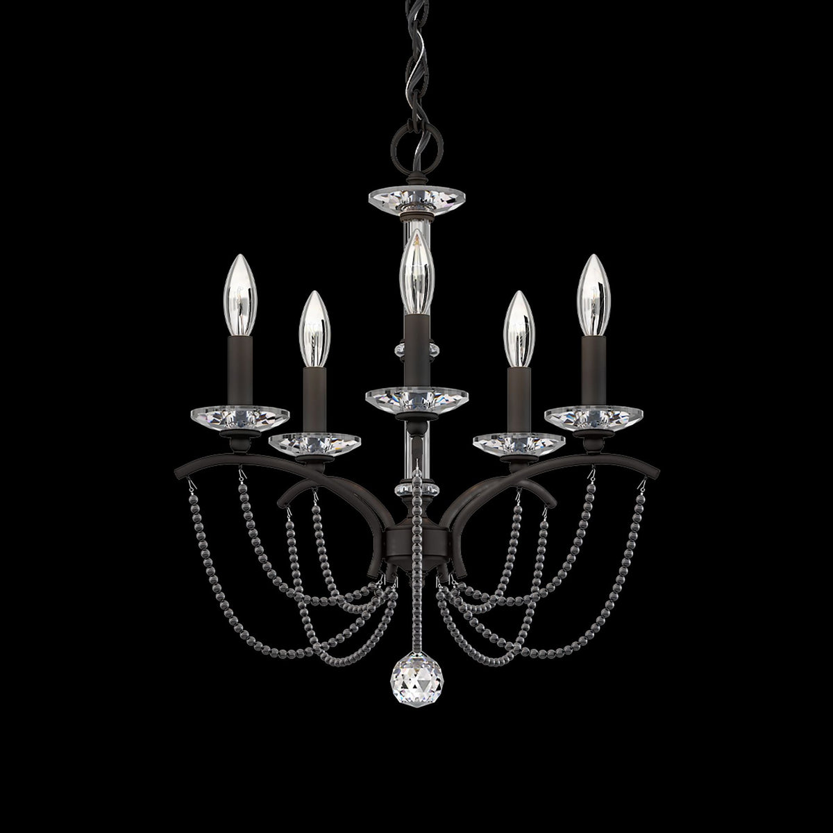 Priscilla 22"H x 18"W 5-Light Crystal Chandelier in Black