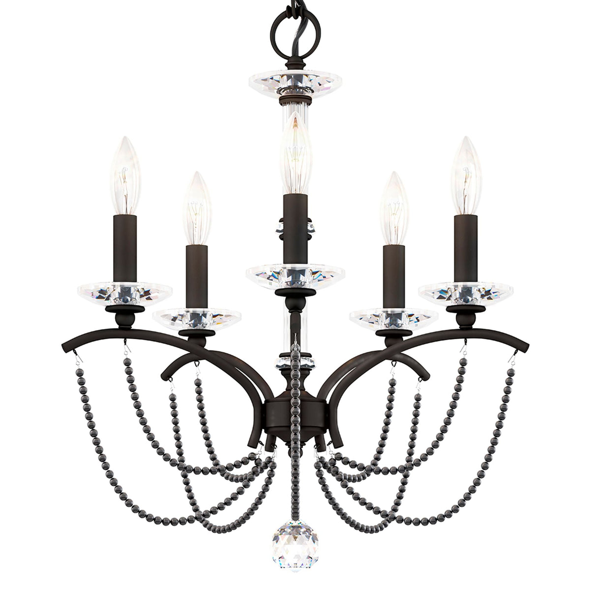 Priscilla 22"H x 18"W 5-Light Crystal Chandelier in Black