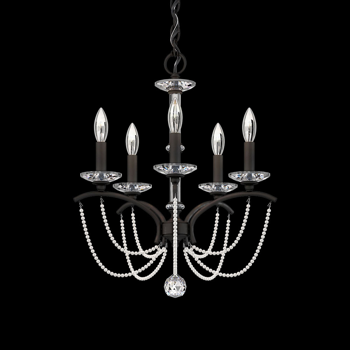 Priscilla 22"H x 18"W 5-Light Crystal Chandelier in Black